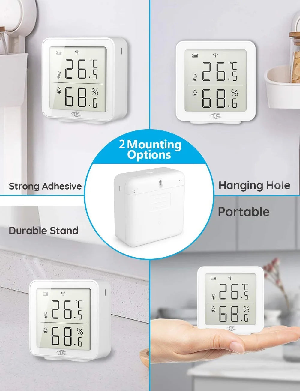 Smarsecur Smart Home Tuya WiFi Temperature Humidity High Accuracy T&H Sensor with Display