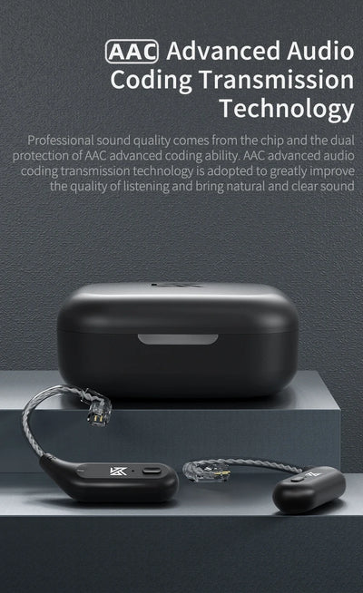 KZ AZ09 Bluetooth 5.2 Wireless Upgrade Cable  HIFI Wireless Ear Hook With Charging Case For KZ TRN CCA Earphones Headset
