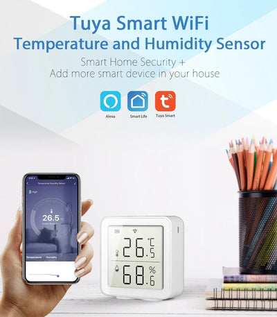 Smarsecur Smart Home Tuya WiFi Temperature Humidity High Accuracy T&H Sensor with Display