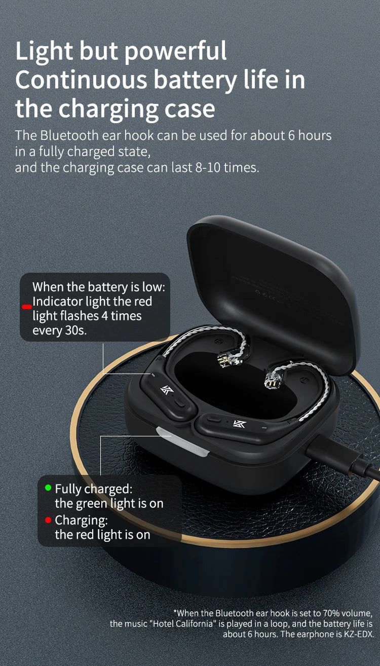 KZ AZ09 Bluetooth 5.2 Wireless Upgrade Cable  HIFI Wireless Ear Hook With Charging Case For KZ TRN CCA Earphones Headset