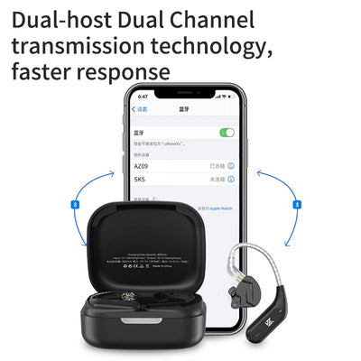 KZ AZ09 Bluetooth 5.2 Wireless Upgrade Cable  HIFI Wireless Ear Hook With Charging Case For KZ TRN CCA Earphones Headset
