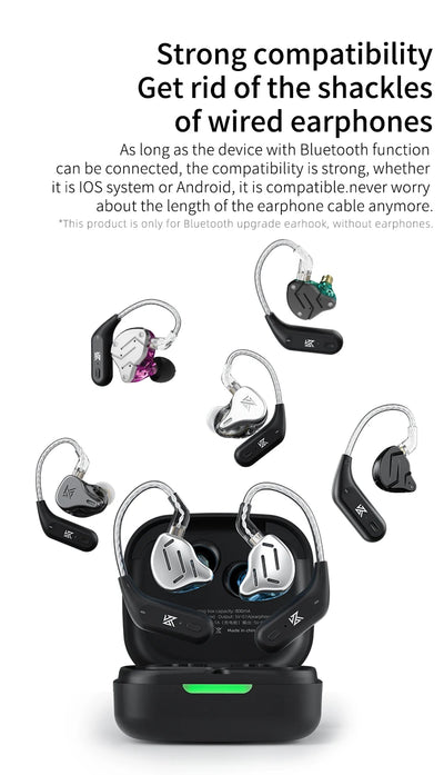 KZ AZ09 Bluetooth 5.2 Wireless Upgrade Cable  HIFI Wireless Ear Hook With Charging Case For KZ TRN CCA Earphones Headset