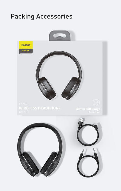 Baseus D02 Pro Wireless Headphones Bluetooth Earphone 5.3 Foldable Headset Sport Over the Ear Headphone Gaming Bluetooth Earbuds
