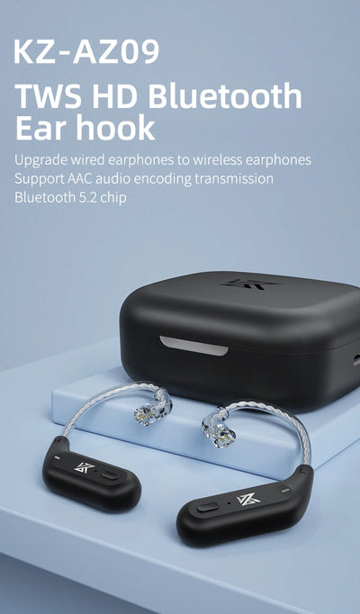 KZ AZ09 Bluetooth 5.2 Wireless Upgrade Cable  HIFI Wireless Ear Hook With Charging Case For KZ TRN CCA Earphones Headset