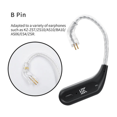 KZ AZ09 Bluetooth 5.2 Wireless Upgrade Cable  HIFI Wireless Ear Hook With Charging Case For KZ TRN CCA Earphones Headset