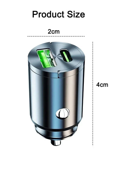 Car Dual USB Car Charger 100/200W Mini USB C Car Phone Charger QC3 Fast Charging Adapter for IPhone Xiaomi Huawei Samsung