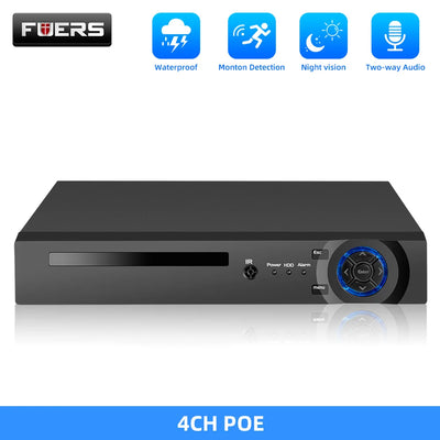 Fuers H.265 4CH POE DIY System Video Surveillance Security System Kit  Camera Surveillance CCTV Face Audio Video Recorder