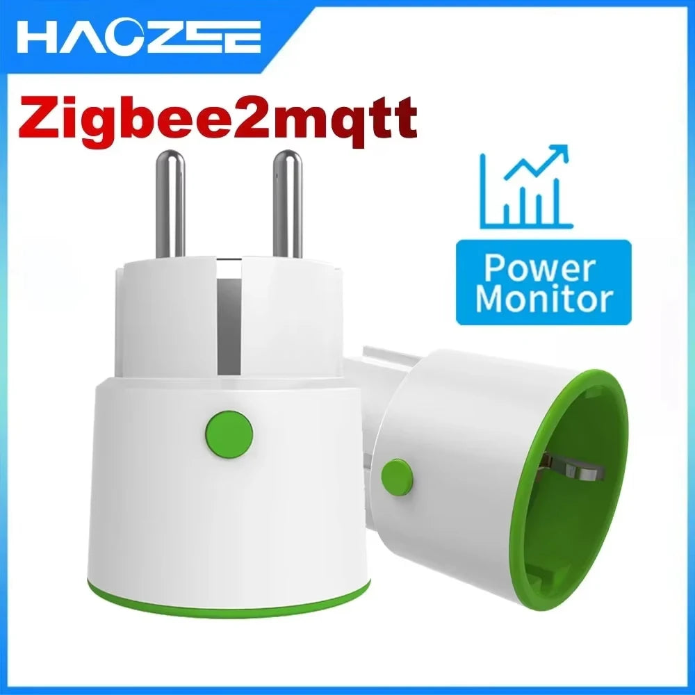 Haozee Smart Zigbee Plug Socket 3680W 16A Power Energy Monitoring Timer Switch EU Outlet Home Assistant Zigbee2mqtt