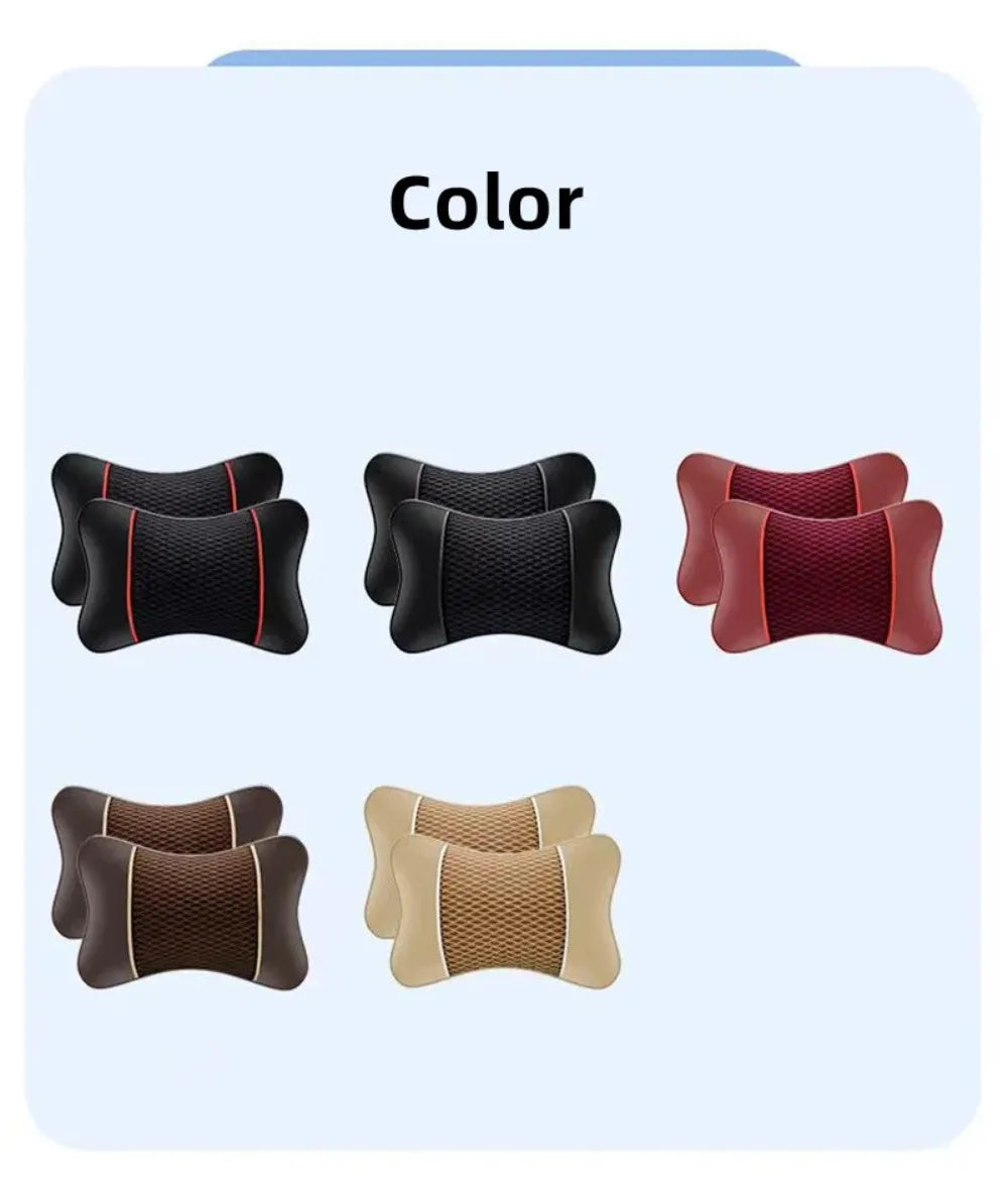 Car Universal Seat Headrest Double Side Pu Leather Neck Memory Pillow Head Support Protector Cushion Auto Travel Accessories