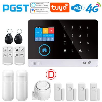 PGST-103 Graffiti Alarm System, 4G Secure Home WiFi Smart Home Alarm, Wireless Security System Device, Controlled by Smart Life
