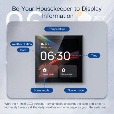 Tuya Wifi Smart Touch Screen Center Control Panel Voice Control ZigBee Gateway Built-in For Intelligent Scenes 4 Inches Screen