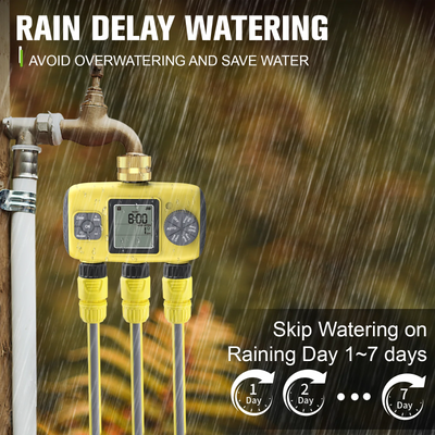Haozee Smart Water Timer Intelligent 1/2/3-Outlet Irrigation Watering System Sprinkler Timer Garden Programmer IPX7 LCD Display
