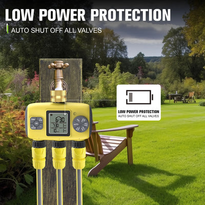 Haozee Smart Water Timer Intelligent 1/2/3-Outlet Irrigation Watering System Sprinkler Timer Garden Programmer IPX7 LCD Display