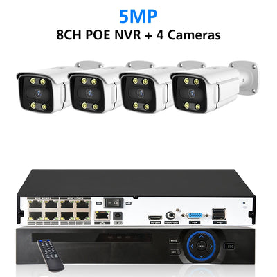 8CH H.265 POE CCTV NVR System 4K Ai Colorful Night Vision Waterproof IP Camera 8MP Two-Way Audio Video Security Camera Set