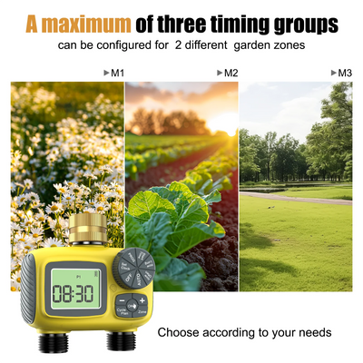 Haozee Smart Water Timer Intelligent 1/2/3-Outlet Irrigation Watering System Sprinkler Timer Garden Programmer IPX7 LCD Display