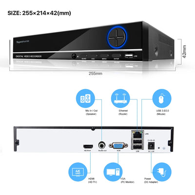 16CH 4K 8MP H.265 POE NVR CCTV Security Camera System with 5MP Audio Record IP66 Outdoor Waterproof IP Camera Video Surveillance