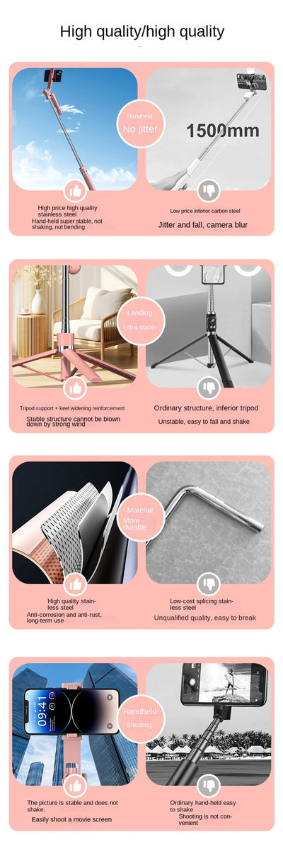 Roreta Portable Stabilizer camera tripod with wireless remote control and 360 ° rotation for video recording and live streaming