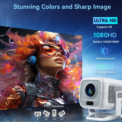 DITONG X3Plus HD projector Native 1080P support 4K WIFI6 BT5.4 Android projector Auto-focus Auto-keystone Home theater projector