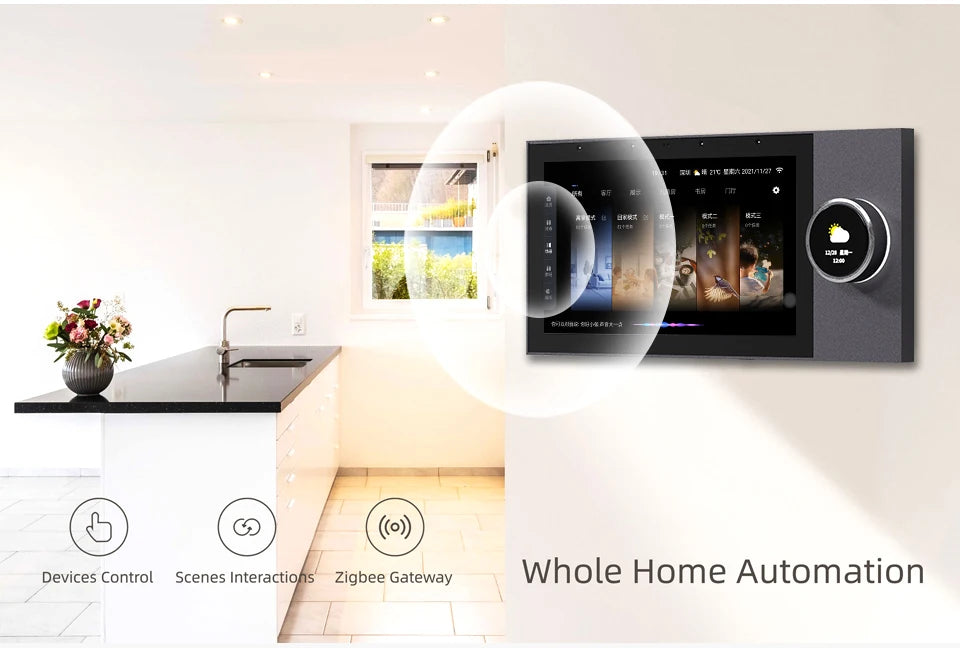 7-inch Wifi Smart Home One Click On Control Panel Multifunction Integrated Tuya Zigbee & Bluetooth Gateway Electronic Panel