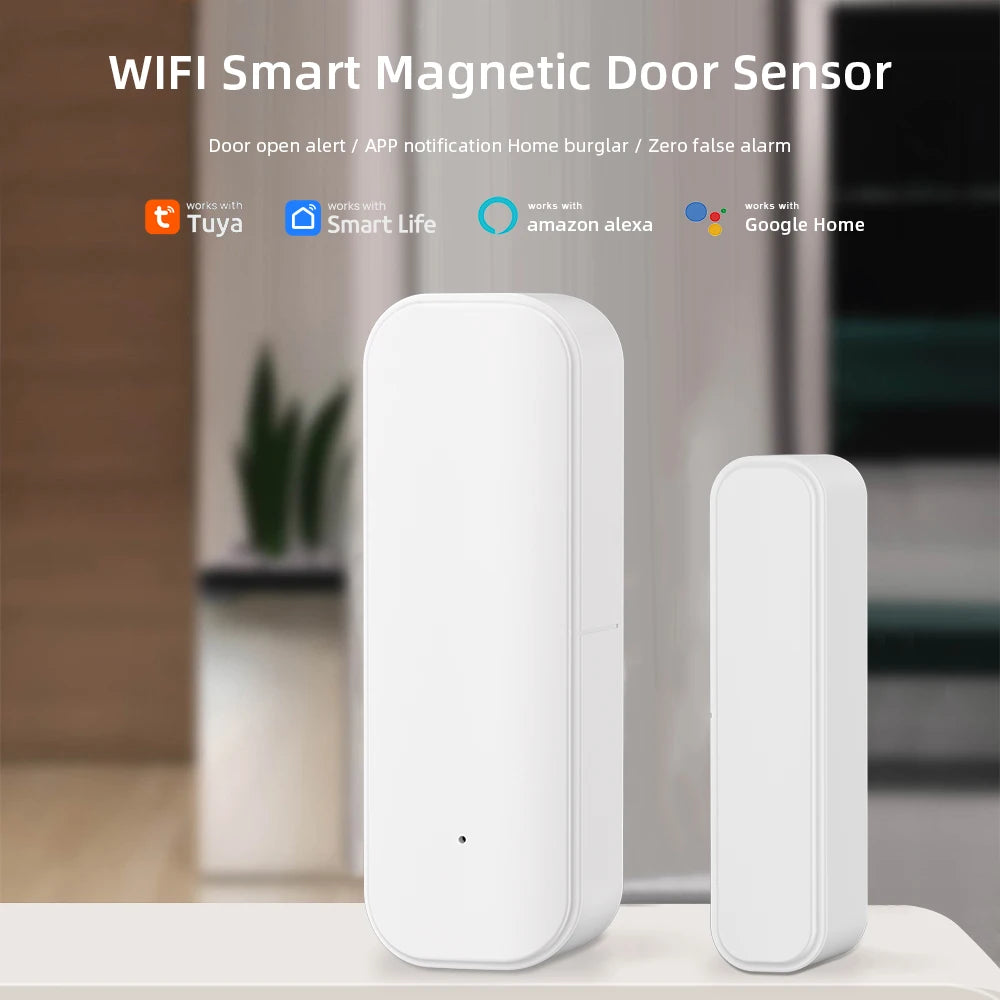 WiFi or Zigbee Window Door Sensor Tuya Smart Home Security Alarm System Voice Control Via Alexa Google Home Smart