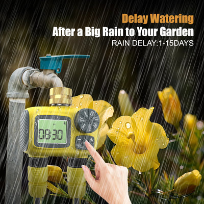 Haozee Smart Water Timer Intelligent 1/2/3-Outlet Irrigation Watering System Sprinkler Timer Garden Programmer IPX7 LCD Display