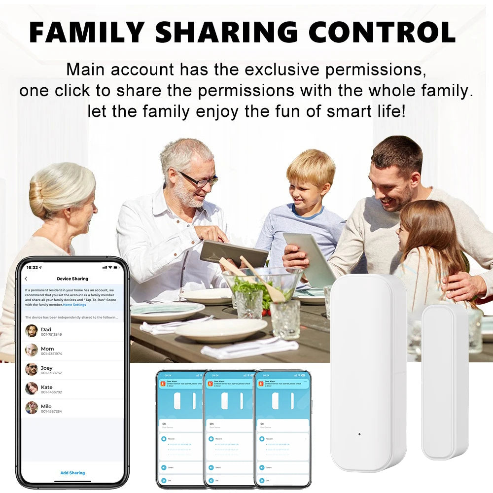 WiFi or Zigbee Window Door Sensor Tuya Smart Home Security Alarm System Voice Control Via Alexa Google Home Smart