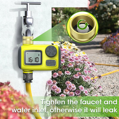 Haozee Smart Water Timer Intelligent 1/2/3-Outlet Irrigation Watering System Sprinkler Timer Garden Programmer IPX7 LCD Display