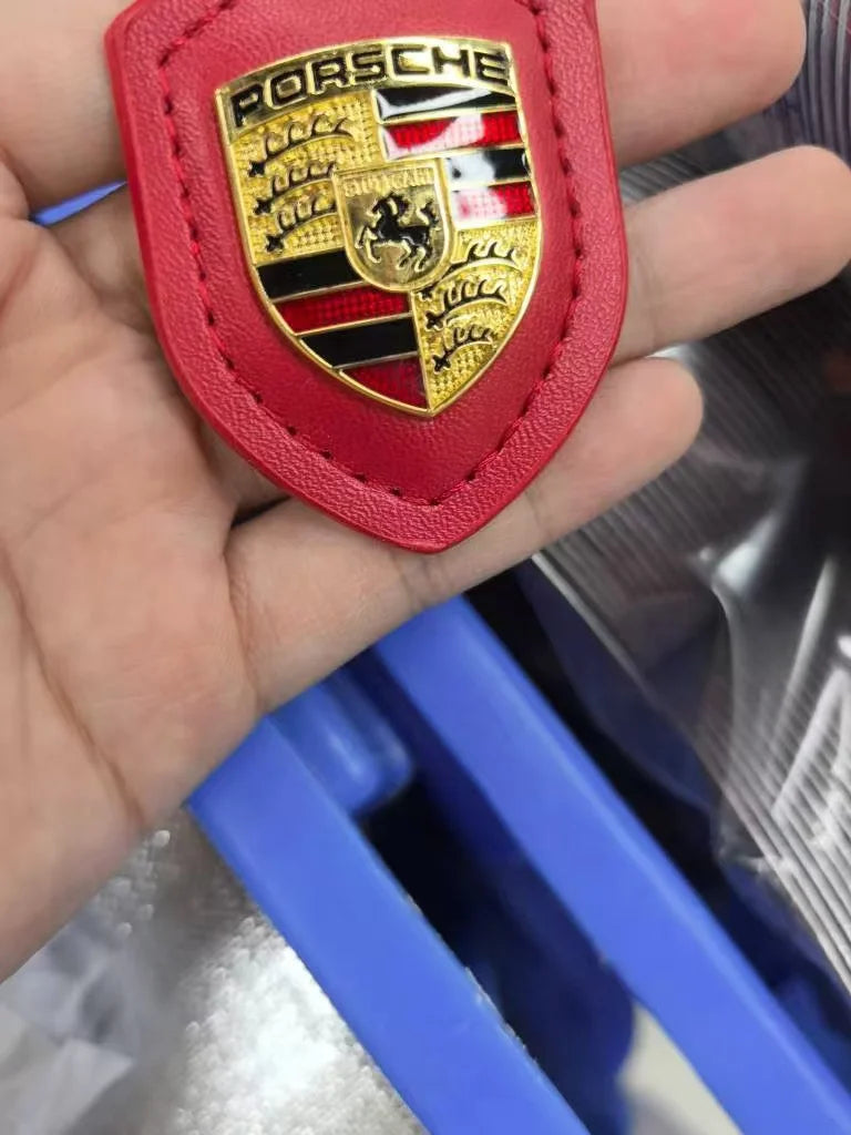 Car Keychain Holder Shield Leather Key Ring Chain Pendant Gifts For Porsche Cayenne Panamera Macan Boxster 911 Carrera-GT 928