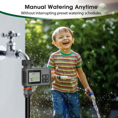 Haozee Smart Water Timer Intelligent 1/2/3-Outlet Irrigation Watering System Sprinkler Timer Garden Programmer IPX7 LCD Display
