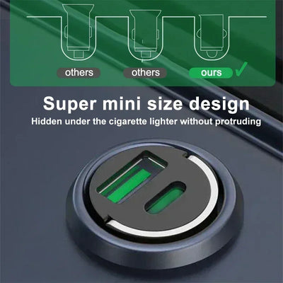 Car Dual USB Car Charger 100/200W Mini USB C Car Phone Charger QC3 Fast Charging Adapter for IPhone Xiaomi Huawei Samsung