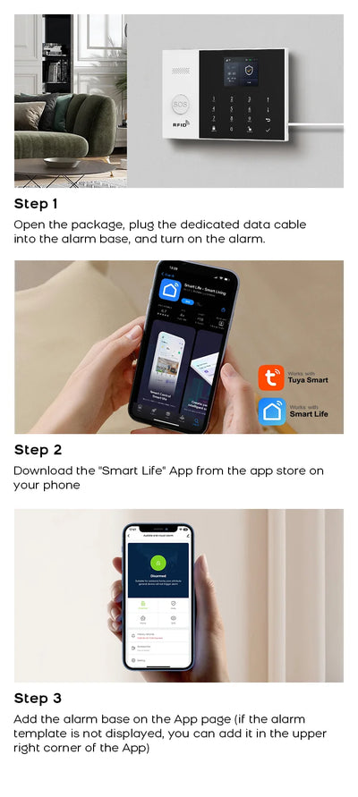 PGST Residential Tuya Smart Gsm Wifi Alarm System for Home Wireless Security Alarm House Smart Life App Control work with ALexa