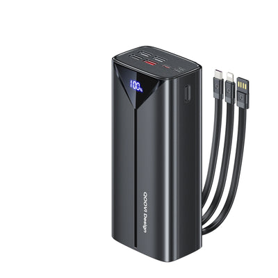QOOVI 30000mah Power Bank 22.5W Fast Charging Built-in Cable External Large Battery Portable Charger For iPhone Samsung Xiaomi