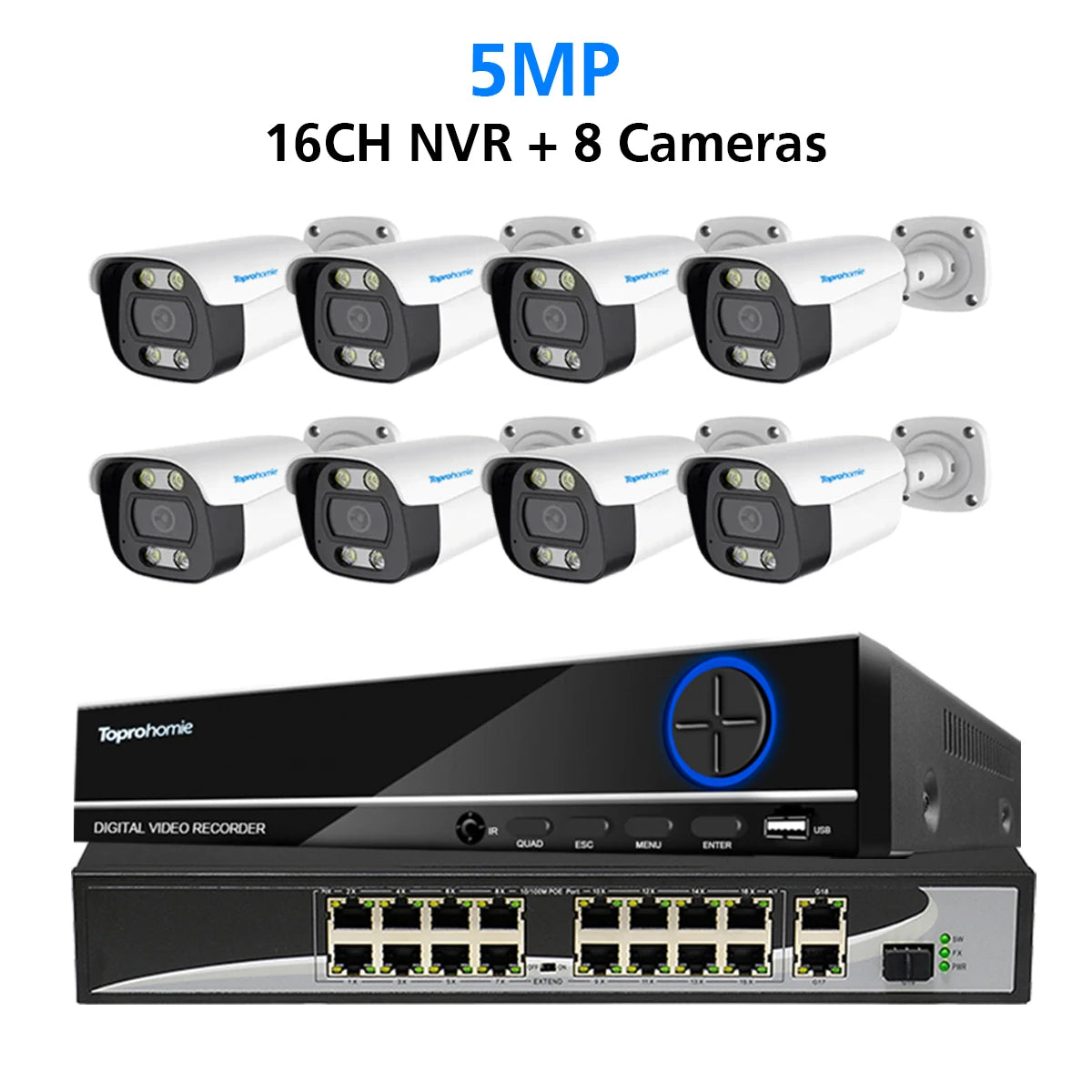 16CH 4K 8MP H.265 POE NVR CCTV Security Camera System with 5MP Audio Record IP66 Outdoor Waterproof IP Camera Video Surveillance