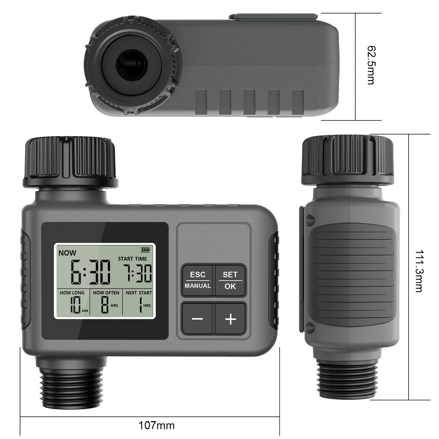 Haozee Smart Water Timer Intelligent 1/2/3-Outlet Irrigation Watering System Sprinkler Timer Garden Programmer IPX7 LCD Display