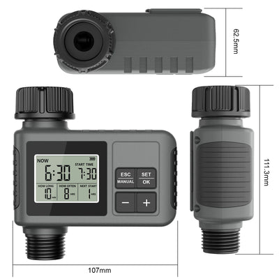 Haozee Smart Water Timer Intelligent 1/2/3-Outlet Irrigation Watering System Sprinkler Timer Garden Programmer IPX7 LCD Display
