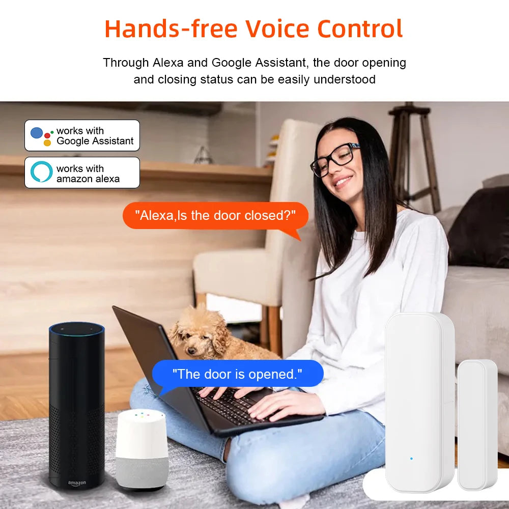 WiFi or Zigbee Window Door Sensor Tuya Smart Home Security Alarm System Voice Control Via Alexa Google Home Smart