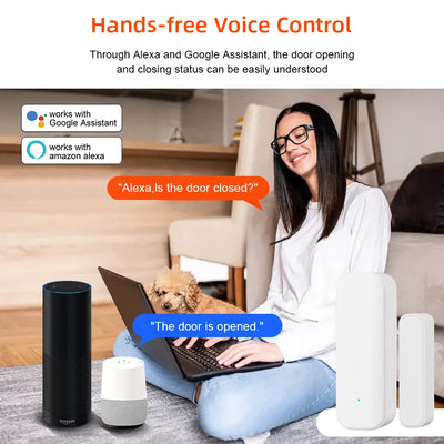 WiFi or Zigbee Window Door Sensor Tuya Smart Home Security Alarm System Voice Control Via Alexa Google Home Smart