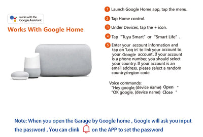 Tuya WiFi Switch Garage Door Controller Smart Door Opener Work with Alexa Google Home Smart Life Tuya APP Control No Hub Require