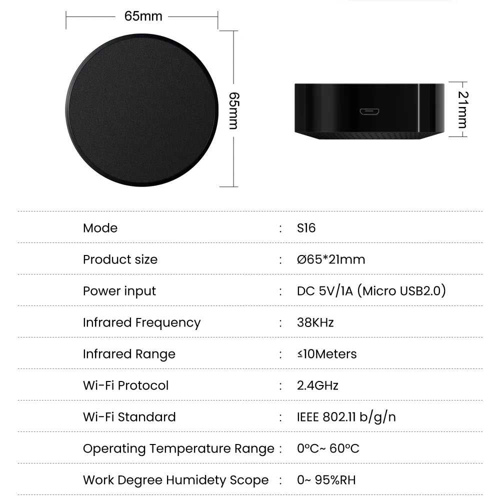 AVATTO Tuya WiFi IR Remote For Air Conditioning TV DVD AUD AC Universal Infrared Remote Control Works With Alexa, Google Home