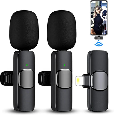 Lavalier Microphone 2.4G Wireless Portable Audio Video Recording Mini Mic for iPhone Android Live Broadcast Gaming Phone