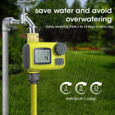 Haozee Smart Water Timer Intelligent 1/2/3-Outlet Irrigation Watering System Sprinkler Timer Garden Programmer IPX7 LCD Display