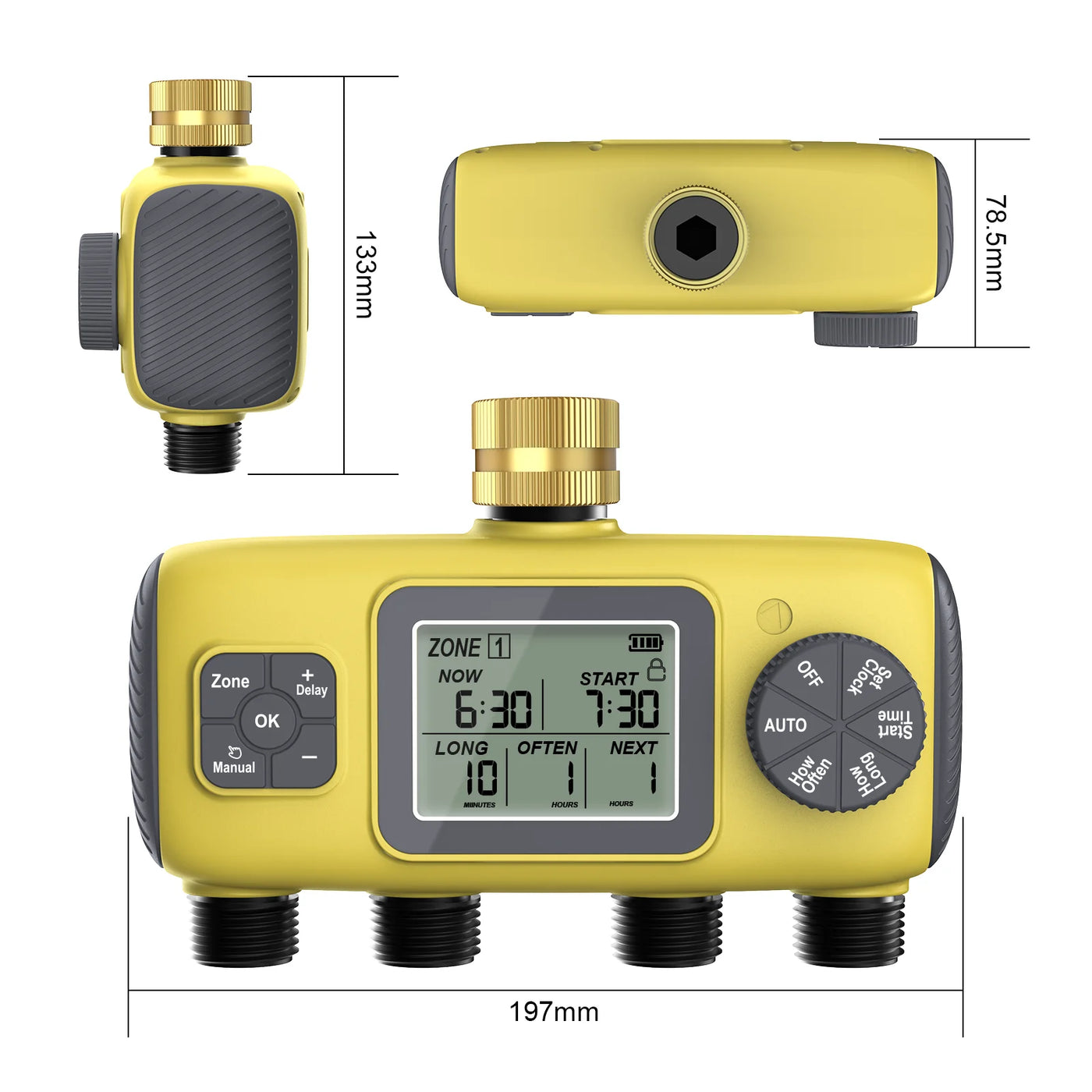 Haozee Smart Water Timer Intelligent 1/2/3-Outlet Irrigation Watering System Sprinkler Timer Garden Programmer IPX7 LCD Display