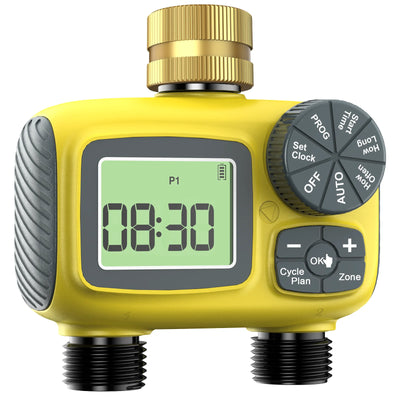 Haozee Smart Water Timer Intelligent 1/2/3-Outlet Irrigation Watering System Sprinkler Timer Garden Programmer IPX7 LCD Display