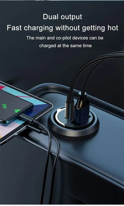 Car Dual USB Car Charger 100/200W Mini USB C Car Phone Charger QC3 Fast Charging Adapter for IPhone Xiaomi Huawei Samsung
