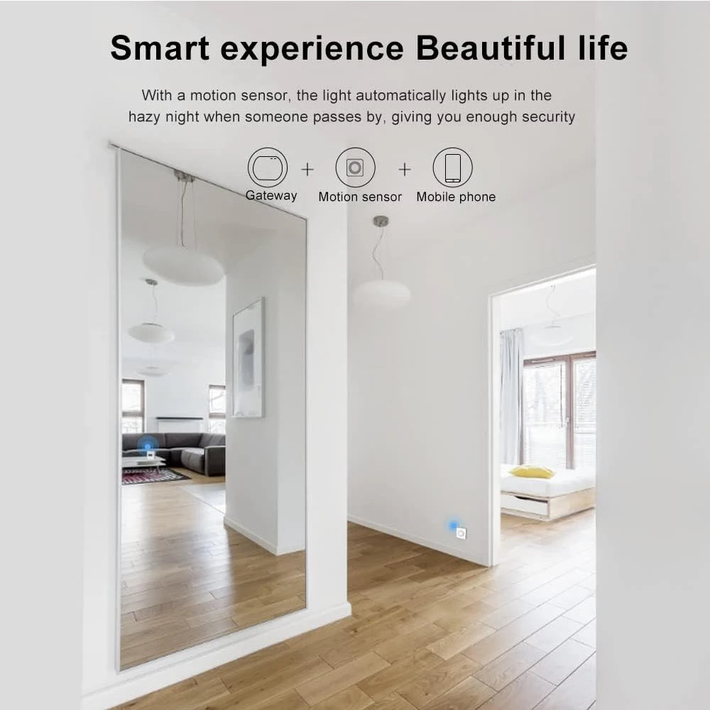 Tuya 2 in 1 Zigbee Mini PIR Motion Detector + Bright Lux Light Passive Infrared Security Burglar Alarm Sensor App Remote Control