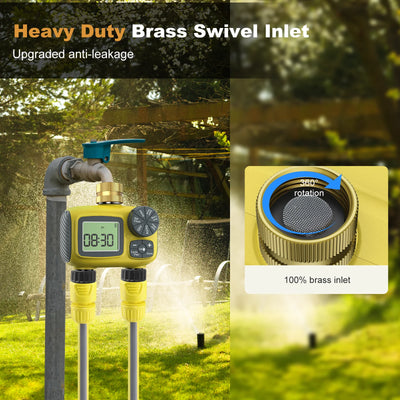 Haozee Smart Water Timer Intelligent 1/2/3-Outlet Irrigation Watering System Sprinkler Timer Garden Programmer IPX7 LCD Display