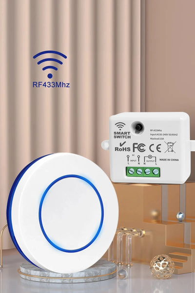 RF 433MHz Wireless Remote Control Light Switch 220V 110V 10A Relay Receiver Mini Round Button Wall Panel Switch For LED Lamp