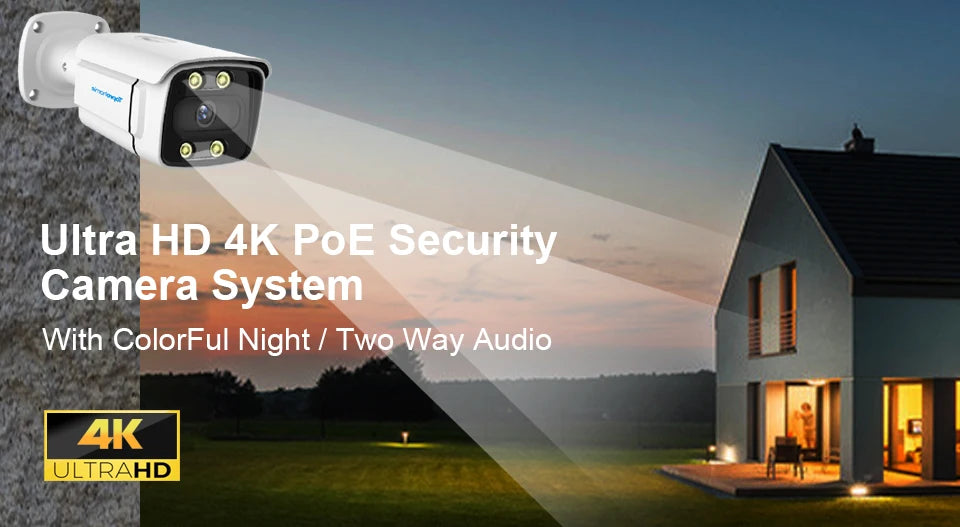 8CH H.265 POE CCTV NVR System 4K Ai Colorful Night Vision Waterproof IP Camera 8MP Two-Way Audio Video Security Camera Set