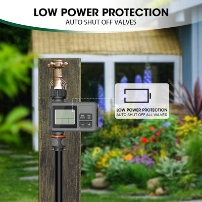 Haozee Smart Water Timer Intelligent 1/2/3-Outlet Irrigation Watering System Sprinkler Timer Garden Programmer IPX7 LCD Display