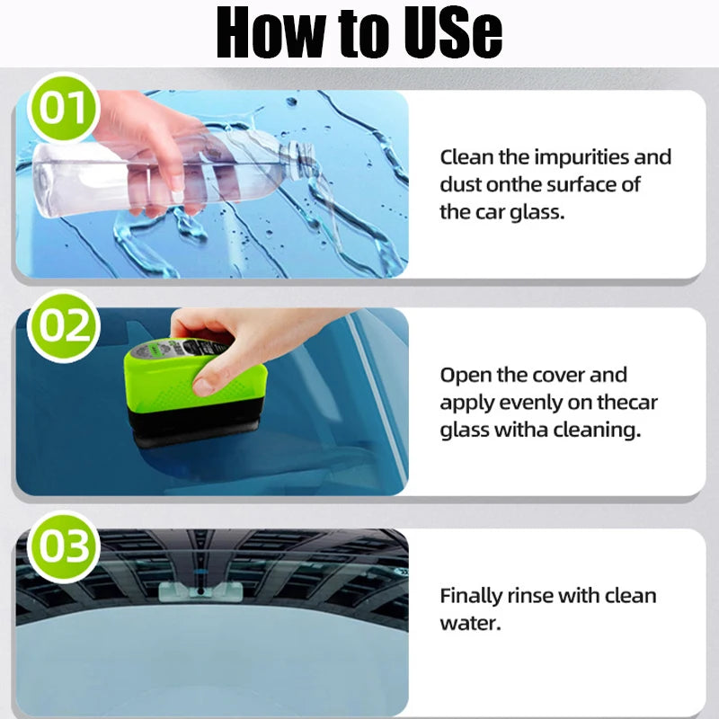 1/2/3pcs Automotive Car Oil Film Cleaning Brush,150ml Glass Oil Film Remover for Car Window,Windshield Brush For Car Care